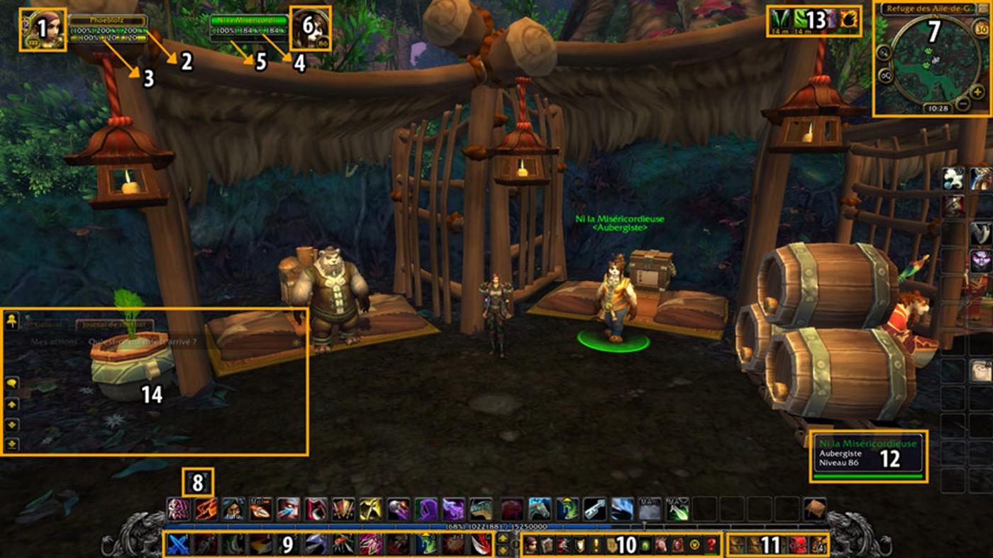 Interface annotée de World of Warcraft